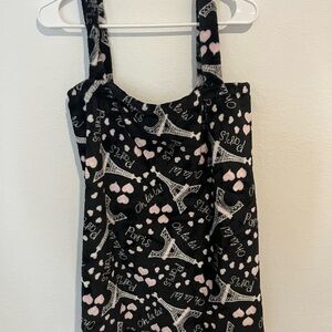 Black Paris Themed Dress robe with Pink Hearts